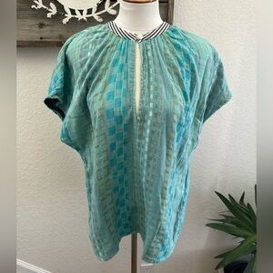 Ace & Jig Women's Teal Checkered Top Ladies M